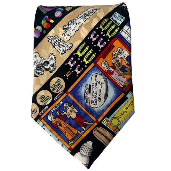 Nicole Miller Neck Tie Hand Sewn Novelty Medical Doctor Graphics Vintage *NWOT* - Picture 6 of 15